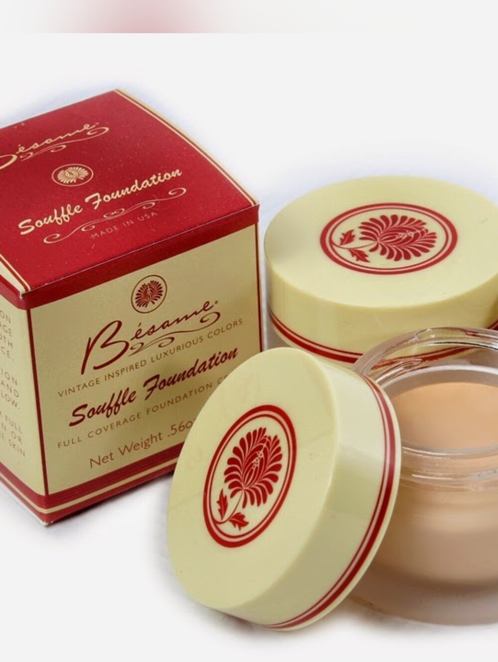 🧚‍♀️GOLDEN BEIGE Besame Cosmetics VERY RARE Souffle Foundation NWT - Picture 2 of 6